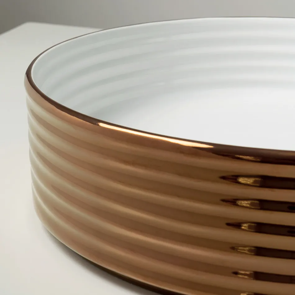 Aufsatzwaschbecken aus gewelltem Feinsteinzeug, hergestellt in Italien - Vibrazione Viadurini