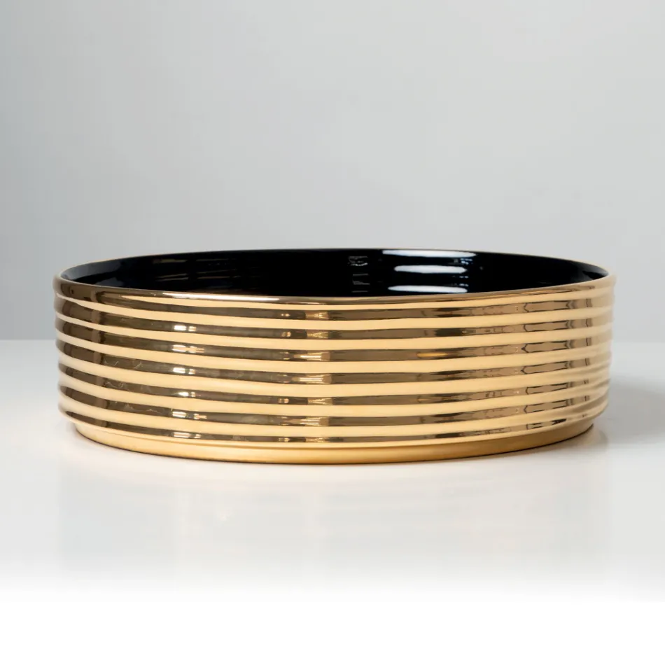 Aufsatzwaschbecken aus gewelltem Feinsteinzeug, hergestellt in Italien - Vibrazione Viadurini