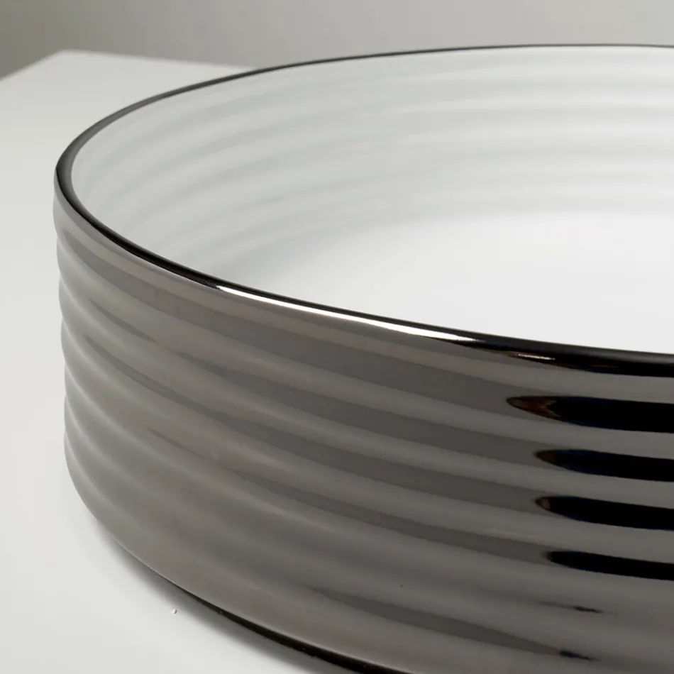 Aufsatzwaschbecken aus gewelltem Feinsteinzeug, hergestellt in Italien - Vibrazione Viadurini