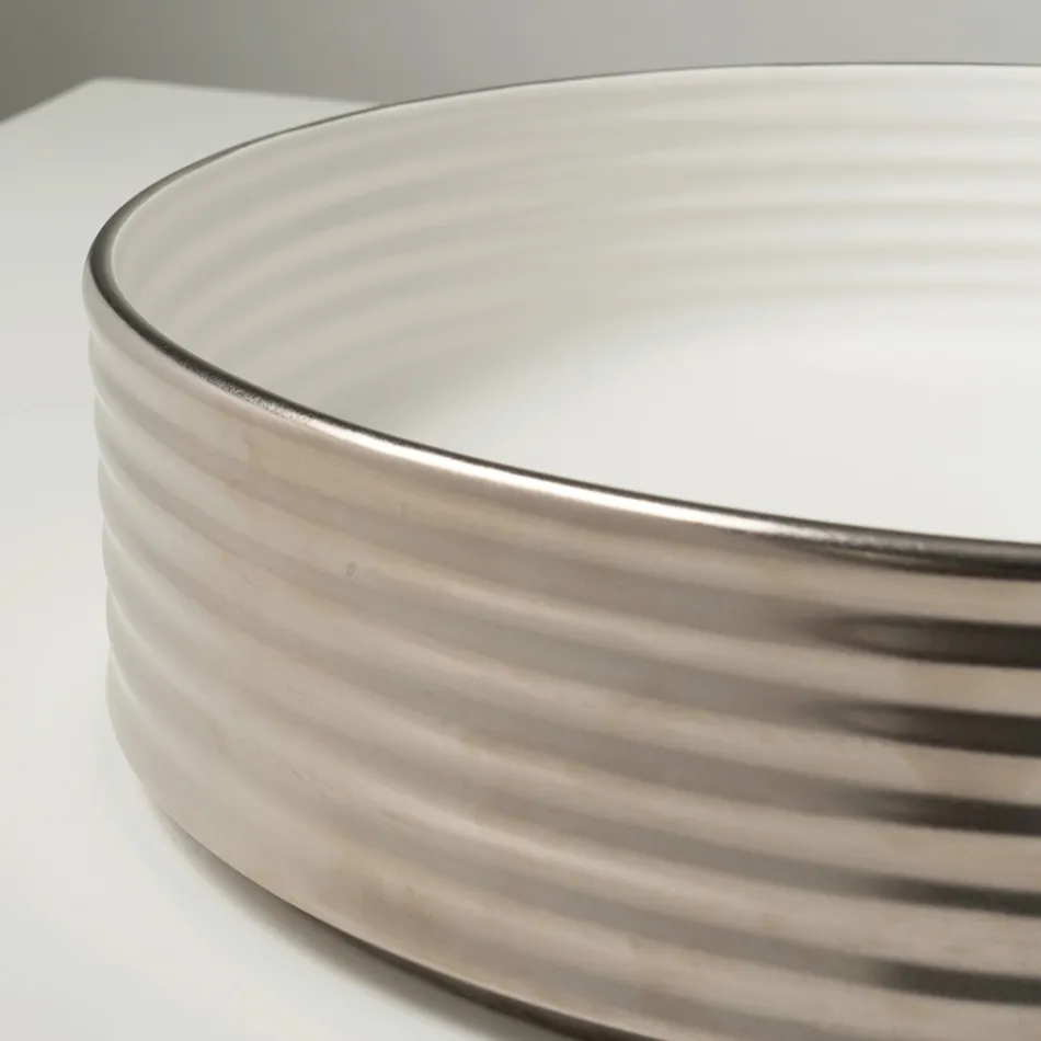 Aufsatzwaschbecken aus gewelltem Feinsteinzeug, hergestellt in Italien - Vibrazione Viadurini