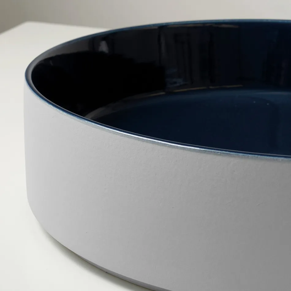 Halo Aufsatzwaschbecken aus handgedrehtem Feinsteinzeug, hergestellt in Italien Viadurini