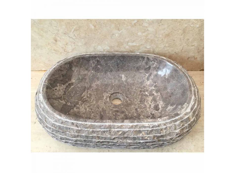 Efeu-graues Aufsatzwaschbecken aus Stein, Einzelstück Viadurini