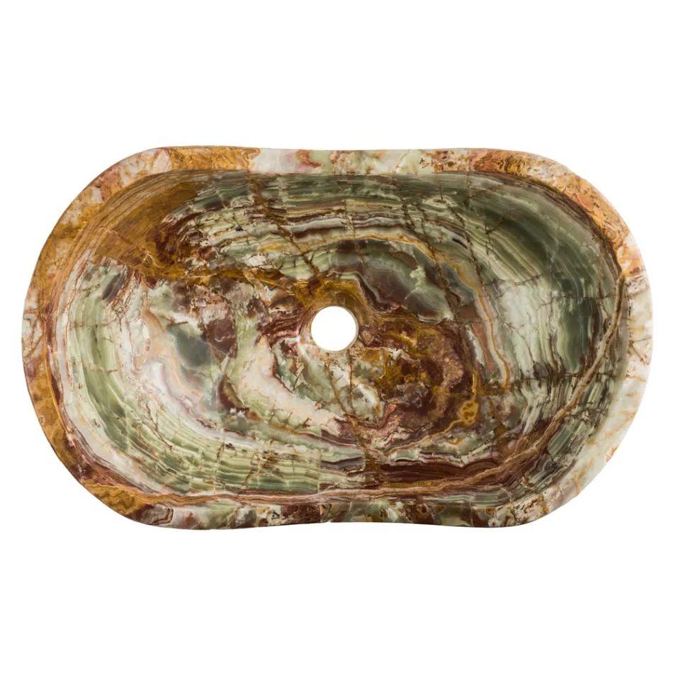 Aufsatzwaschbecken aus Leila-Onyxstein, handgefertigtes Einzelstück Viadurini