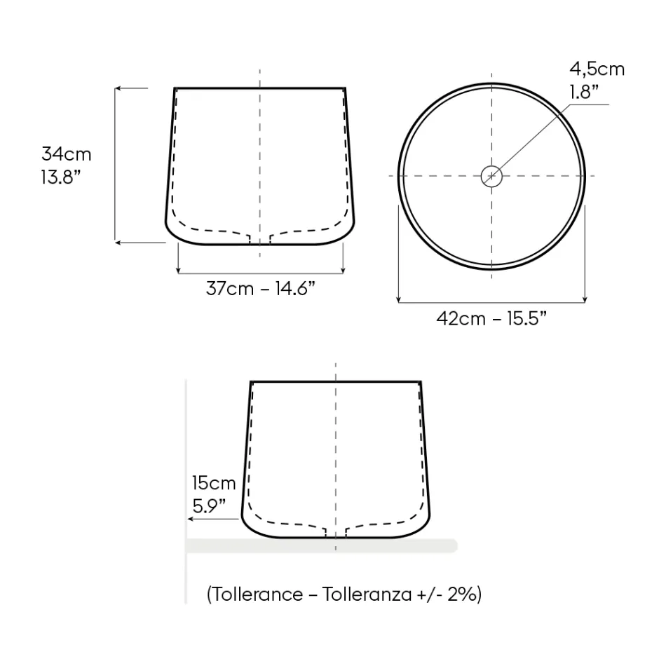 Handgedrehtes Aufsatzwaschbecken aus Porzellan - Nomad Viadurini