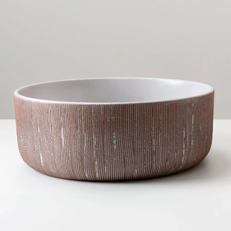 Balance Hand-Stripped Natural Red Earth Aufsatzwaschbecken Viadurini