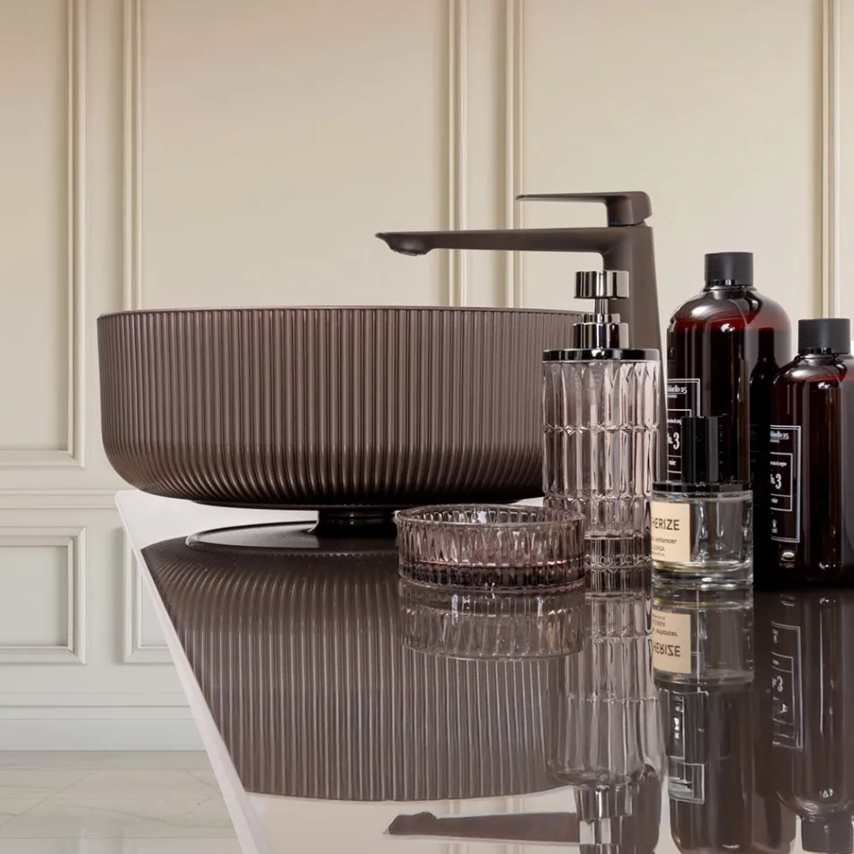 Aufsatzwaschbecken aus harzbeschichtetem und lackiertem venezianischem Glas - Excelsior Viadurini