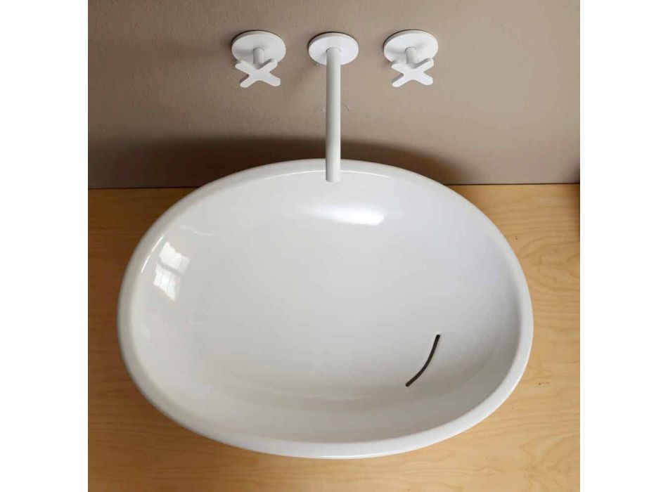 Design geneigten Keramik Waschbecken in Italien glänzend gemacht Viadurini