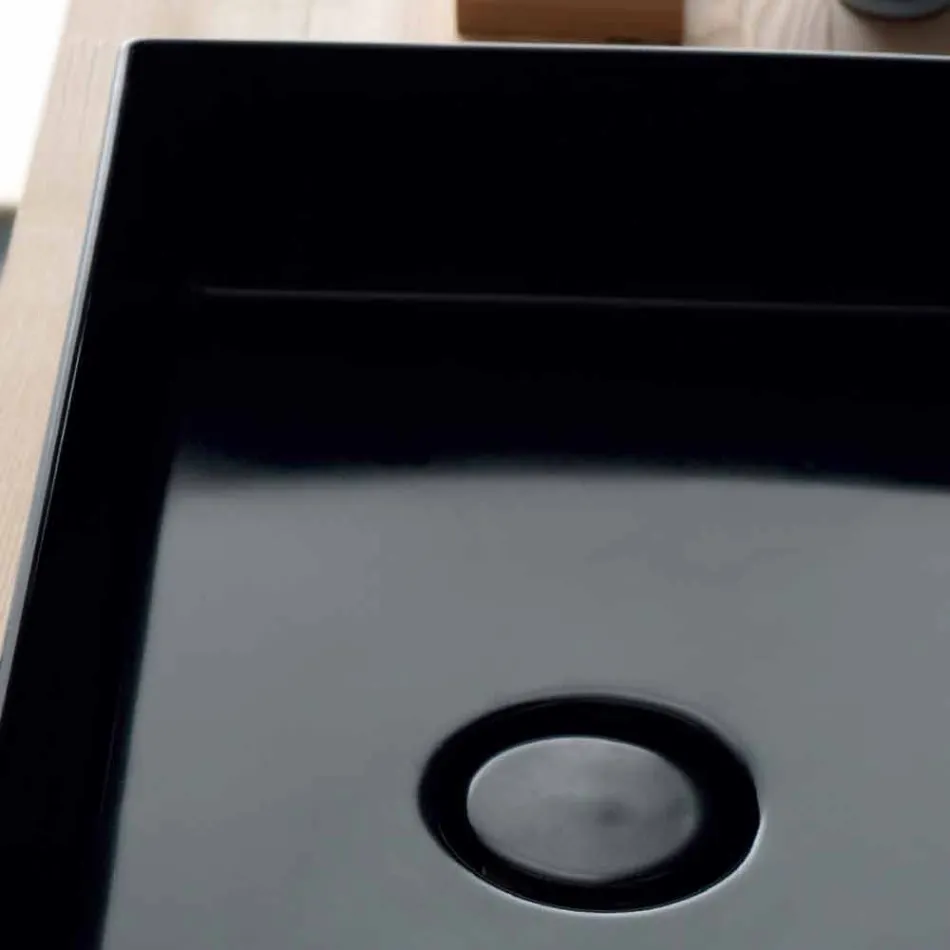 Waschbecken Unterstützung moderner schwarzer Keramik Icon Alice Keramik Viadurini