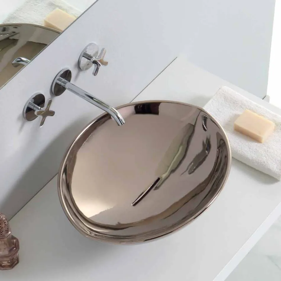 Modernes Aufsatzwaschbecken aus Platin-Keramik, hergestellt in Italy Animals Viadurini