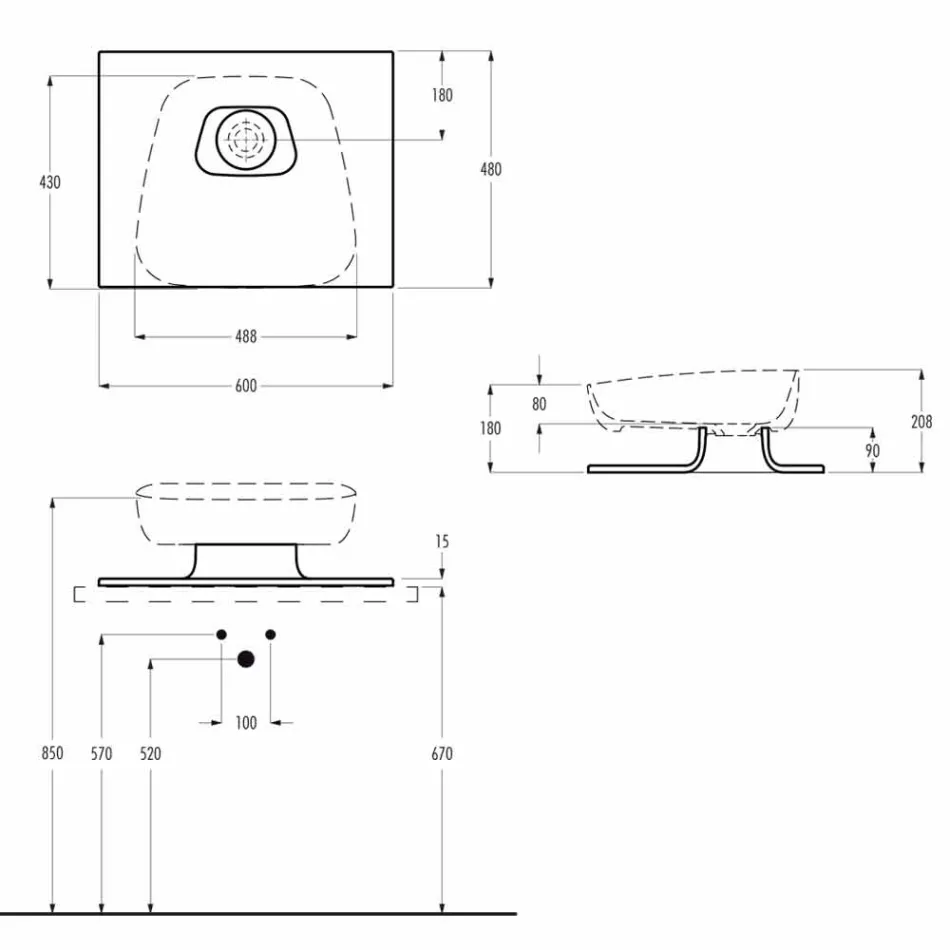 Modernes Aufsatzwaschbecken aus Keramik made in Italy, Reale Viadurini