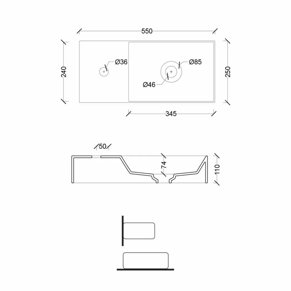 Rechteckiges Aufsatzwaschbecken aus Keramik Made in Italy - Act Viadurini