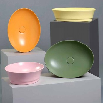 Arbeitsplatte Oval Modern Design Keramik Waschbecken Made in Italy - Zarro