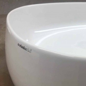 Modernes Design Oval Arbeitsplatte Waschbecken in Keramik Made in Italy - Zarro