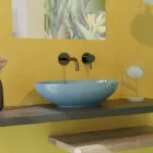 Ovales Aufsatzwaschbecken aus glänzender Keramik, L 50 cm, hergestellt in Italien – Fähre Viadurini