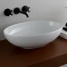 Ovales Aufsatzwaschbecken aus glänzender Keramik Made in Italy - Ferry Viadurini