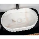 Ovales Aufsatzwaschbecken für das Badezimmer aus weißem Marmor – Cunzit Viadurini