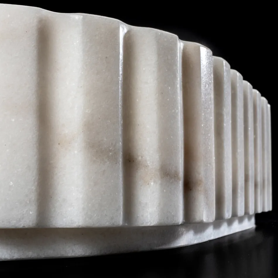 Ovales Aufsatzwaschbecken für das Badezimmer aus weißem Marmor – Cunzit Viadurini