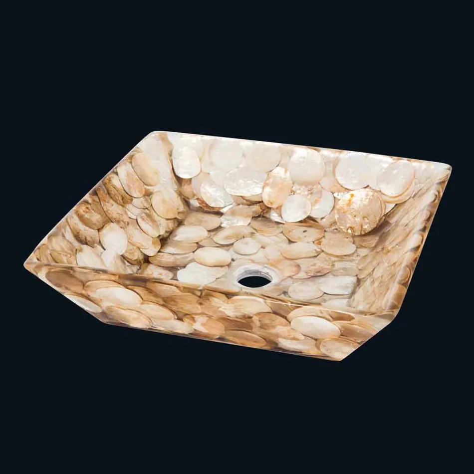 Akira Design quadratisches Aufsatzwaschbecken aus Kunstharz Viadurini