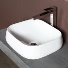 Modernes Design: Weißes, quadratisches Aufsatzwaschbecken aus Keramik - Papavero Viadurini