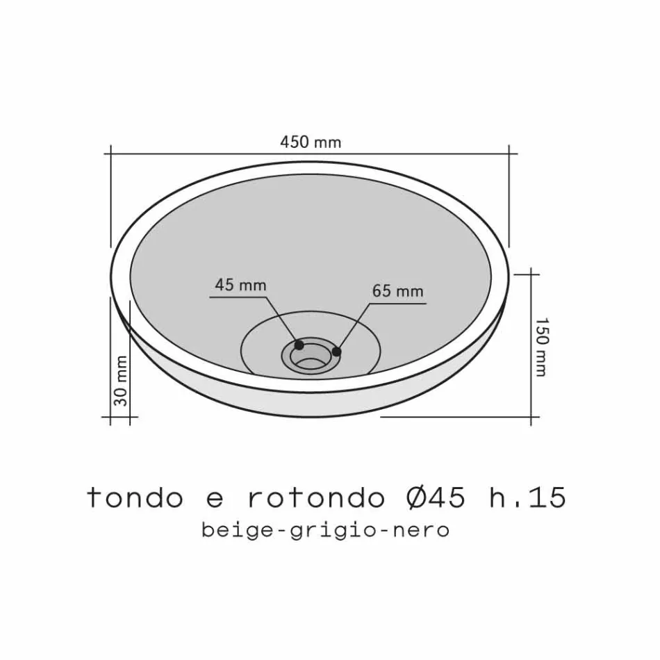 Arbeitsplatte Unterstützung Round Black Stone Natur Raw Outside Pai Viadurini
