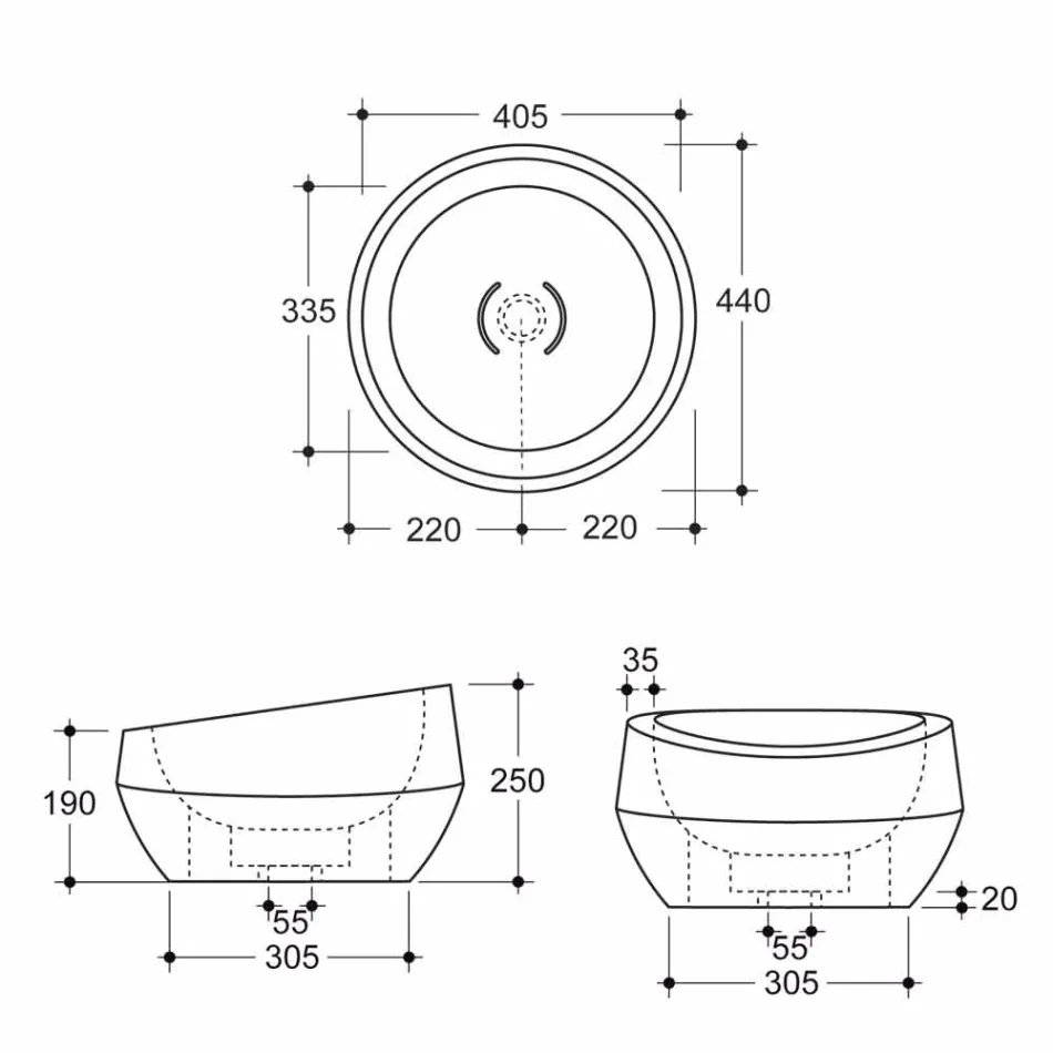 Caiman Ceramic runder Aufsatzwaschtisch in Italien Elisa Design Viadurini