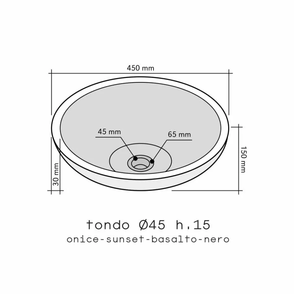 Rundes Aufsatzwaschbecken aus Giava-Onyx Viadurini