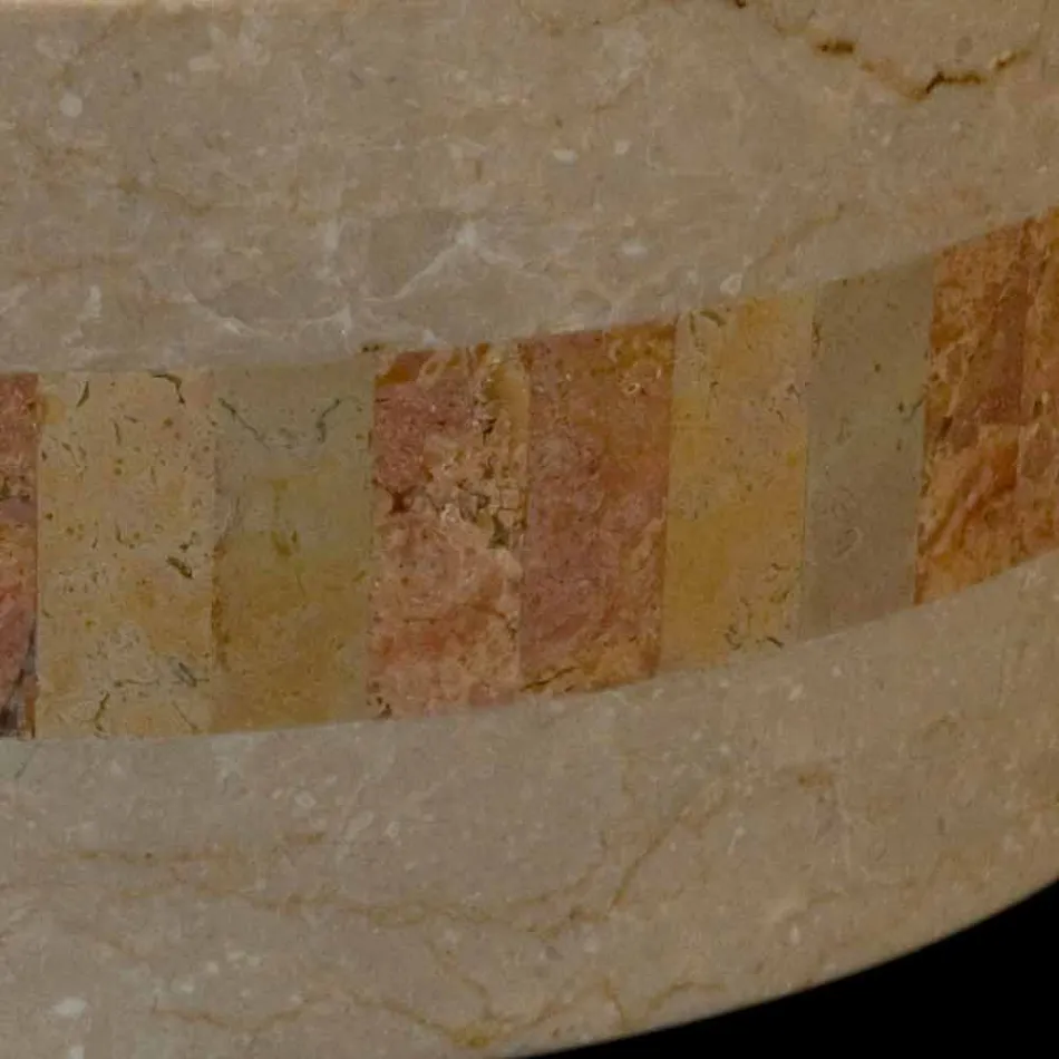 aus runden Waschbecken aus Naturstein Clio Weiß Viadurini