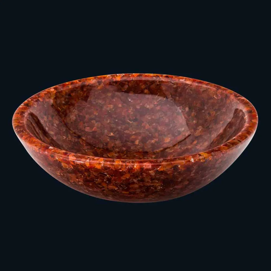 Rundes Aufsatzwaschbecken aus Kunstharz und Nubestein Viadurini