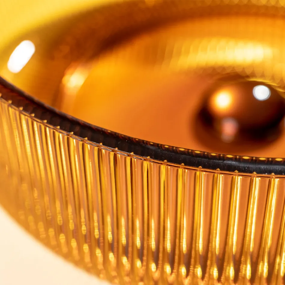 Rundes Aufsatzwaschbecken aus venezianischem Plissè-Glas, hergestellt in Italien – Zirkon Viadurini