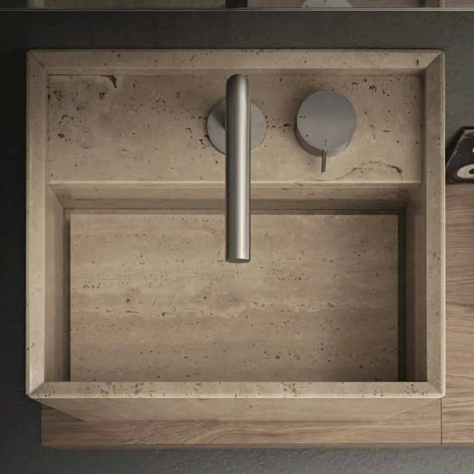 Modern Square High Design Arbeitsplatte Stein Badezimmer Waschbecken - Farartlav2 Viadurini