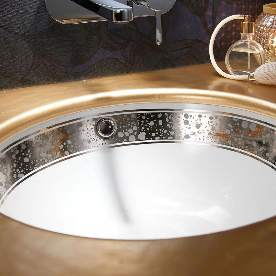 Eingebautes Badezimmerwaschbecken aus handgegossenem Schamott, hergestellt in Italien – Erioli Viadurini