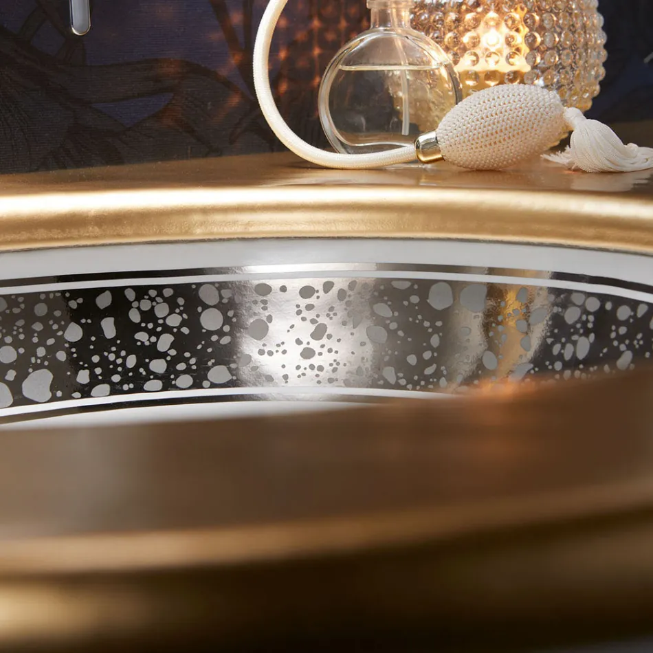 Eingebautes Badezimmerwaschbecken aus handgegossenem Schamott, hergestellt in Italien – Erioli Viadurini