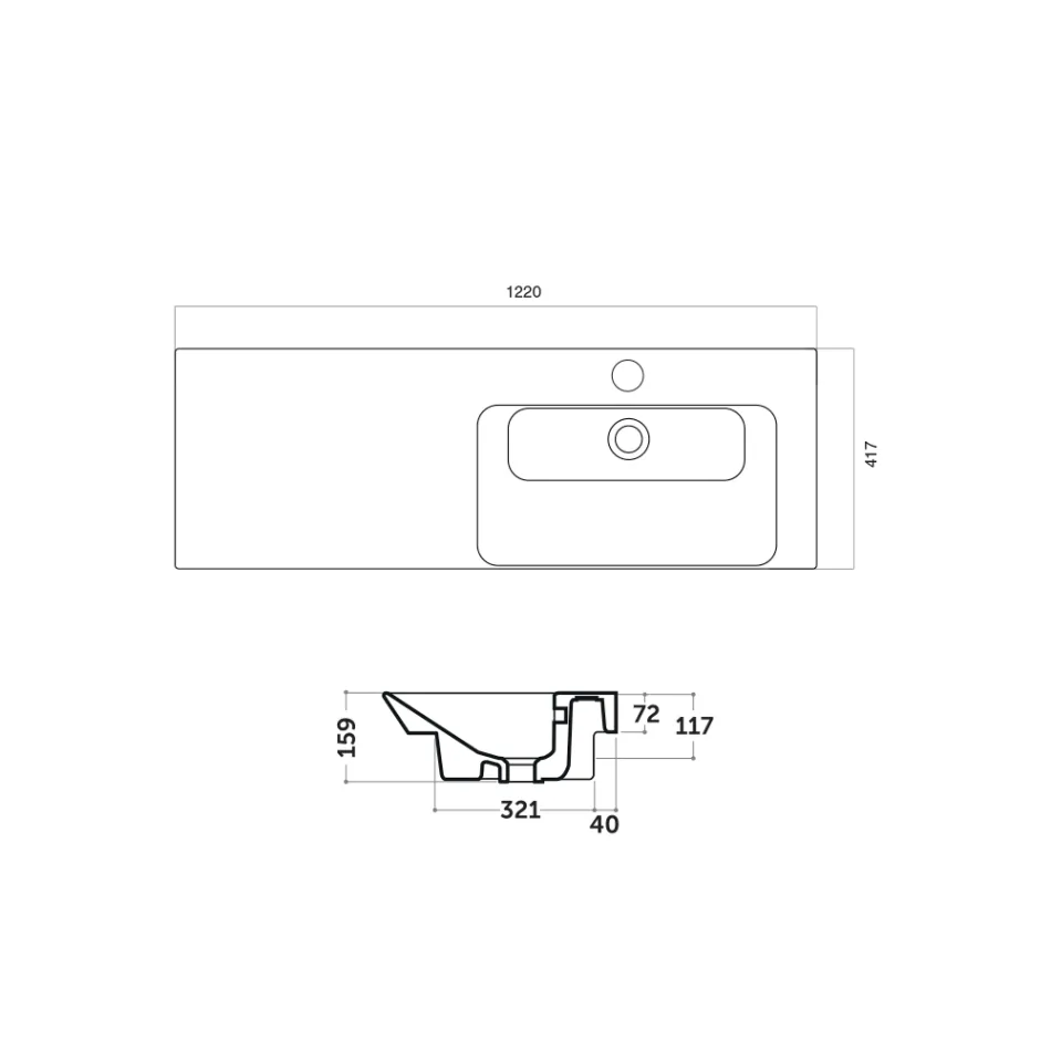 Einbau- und rechtsseitig montiertes Waschbecken aus Maida-Keramik Viadurini