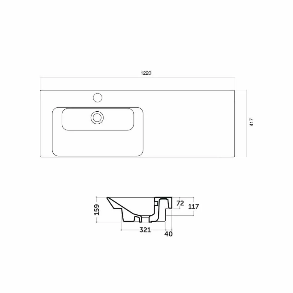 Modernes linkes verstecktes Waschbecken in Ceramica Maida Viadurini