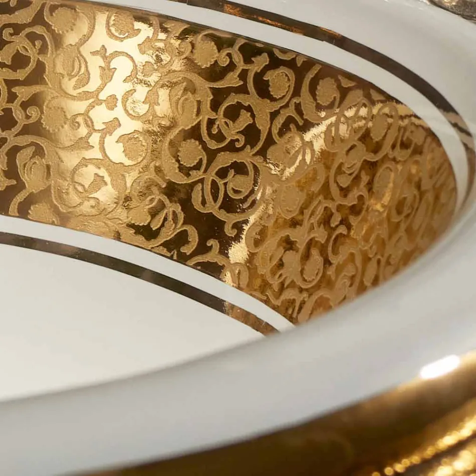 Rundes Einbauwaschbecken aus Schamott und Gold made in Italy, Otis Viadurini