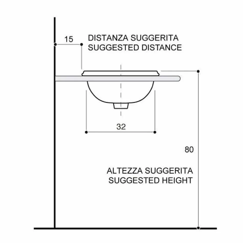 Rundes Einbauwaschbecken aus Schamott und Gold made in Italy, Otis Viadurini
