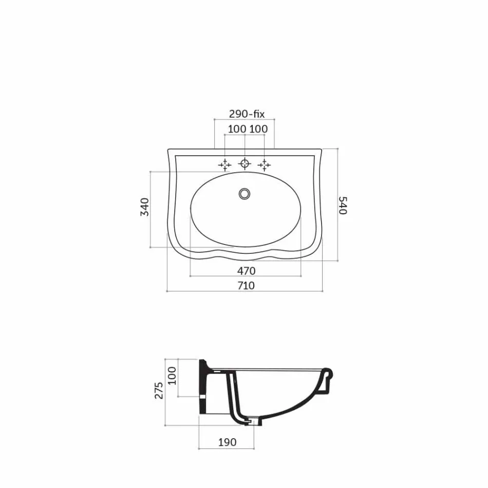 Waschtischwand oder mit Keramiksäule L70cm Made in Italy Avise Viadurini