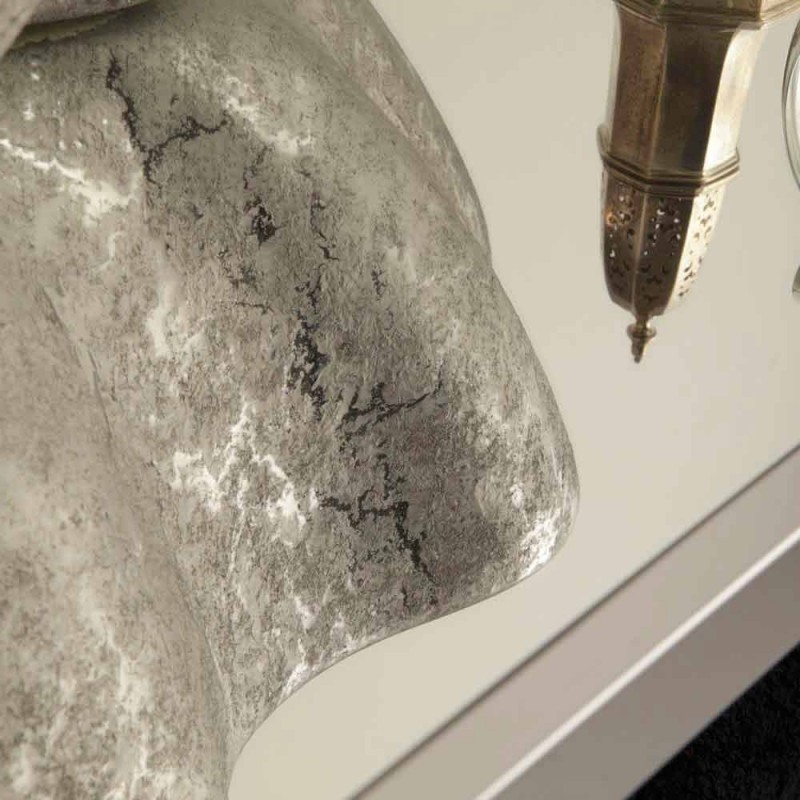 Aufsatzwaschbecken, Keramik, weiß, silber, made in Italy Design Cubo