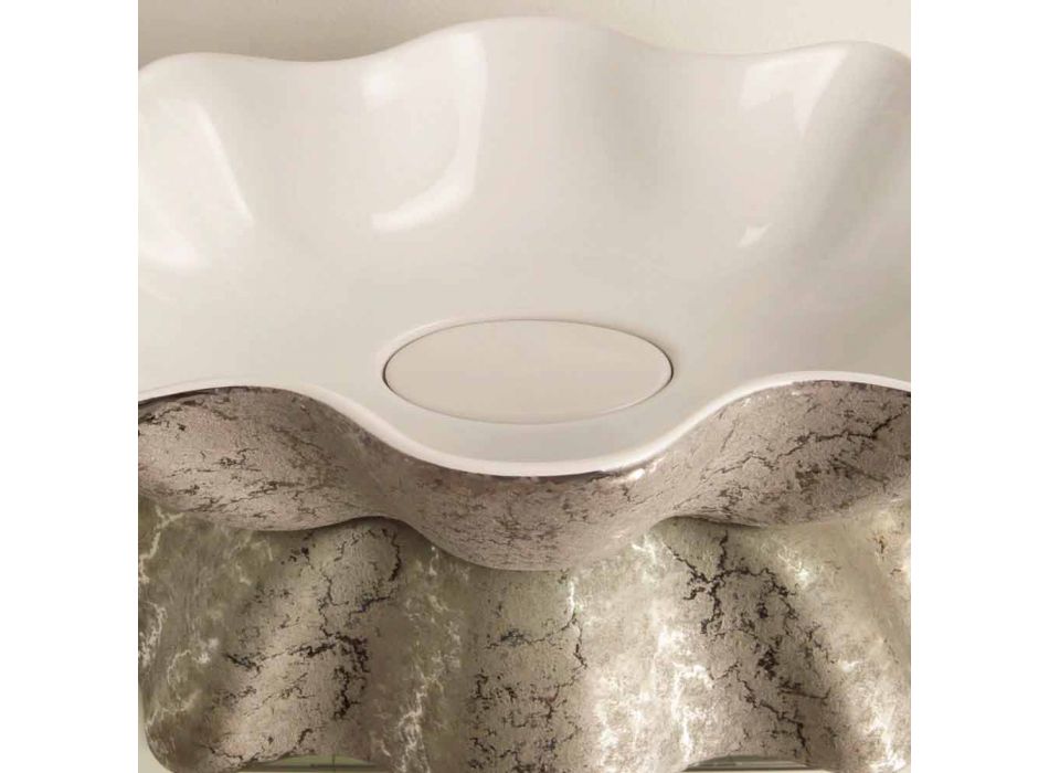 Weißes silbernes keramisches Aufsatzwaschbecken hergestellt in Italien Cubo