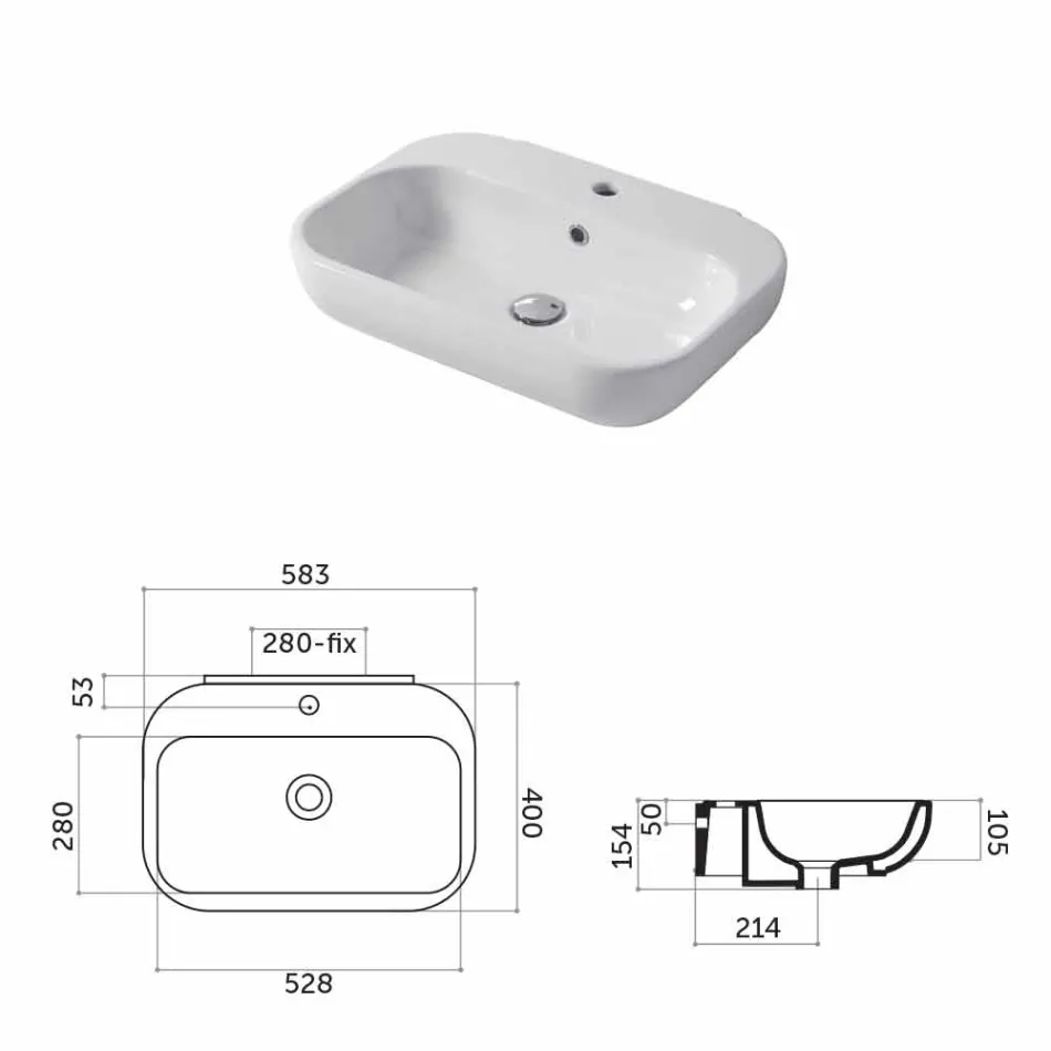 Design Waschtisch oder Wand aus Keramik Riardo Viadurini