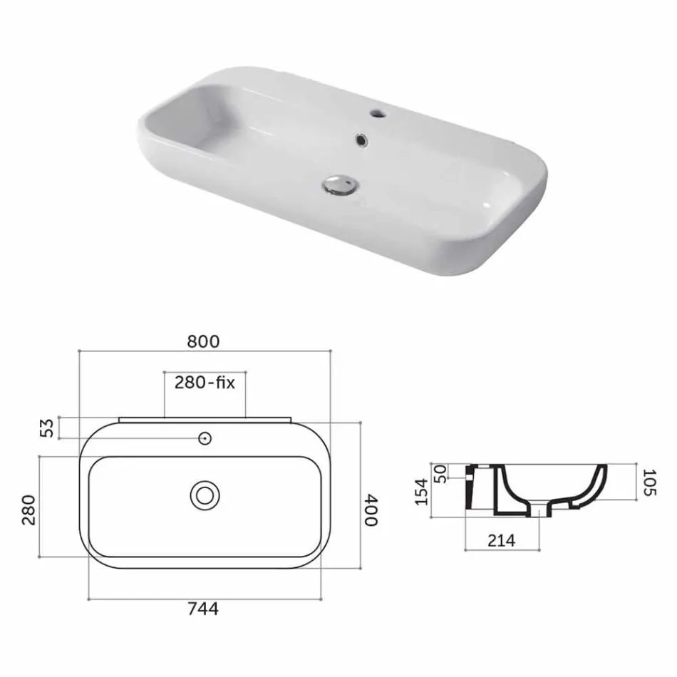 Design Waschtisch oder Wand aus Keramik Riardo Viadurini