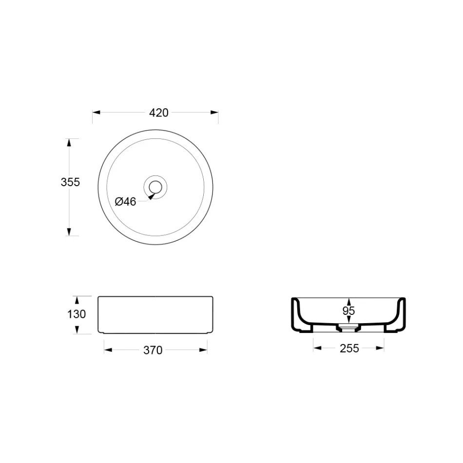 Aufsatzwaschbecken aus Keramik mit 42 cm Durchmesser, Made in Italy – Girl Viadurini