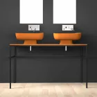 Modernes Doppelwaschbecken aus Keramik made in Italy, Reale Viadurini