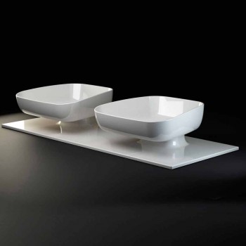 Modernes Doppelwaschbecken aus Keramik made in Italy, Reale