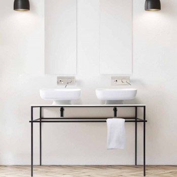 Modernes Doppelwaschbecken aus Keramik made in Italy, Reale