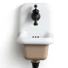 Freistehendes Badezimmerwaschbecken aus weißer und farbiger Keramik 26 cm - Jordan Viadurini