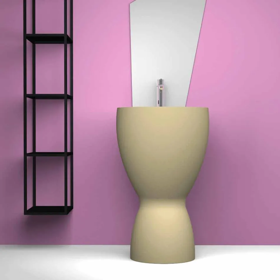 Modernes freistehendes Keramikwaschbecken made in Italy, Basile Viadurini