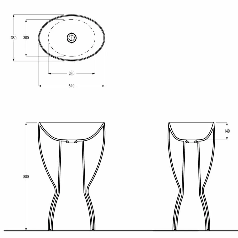Modernes freistehendes Keramikwaschbecken made in Italy, Basile Viadurini