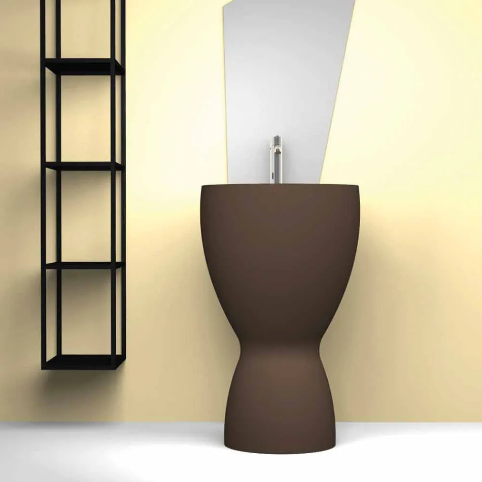 Modernes freistehendes Keramikwaschbecken made in Italy, Basile Viadurini