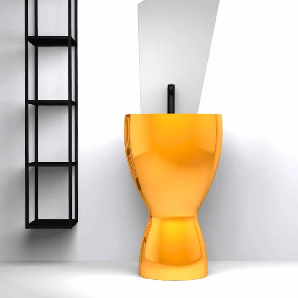 Modernes freistehendes Keramikwaschbecken made in Italy, Basile Viadurini